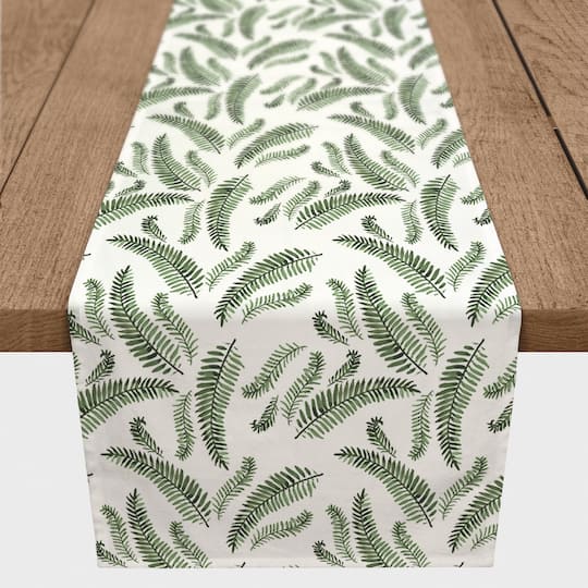 Green Fern Pattern 16" x 90" Cotton Twill Runner